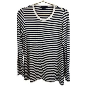 Hatch Black White Long Sleeve Striped Top Size 2 Medium Viscose Elastane